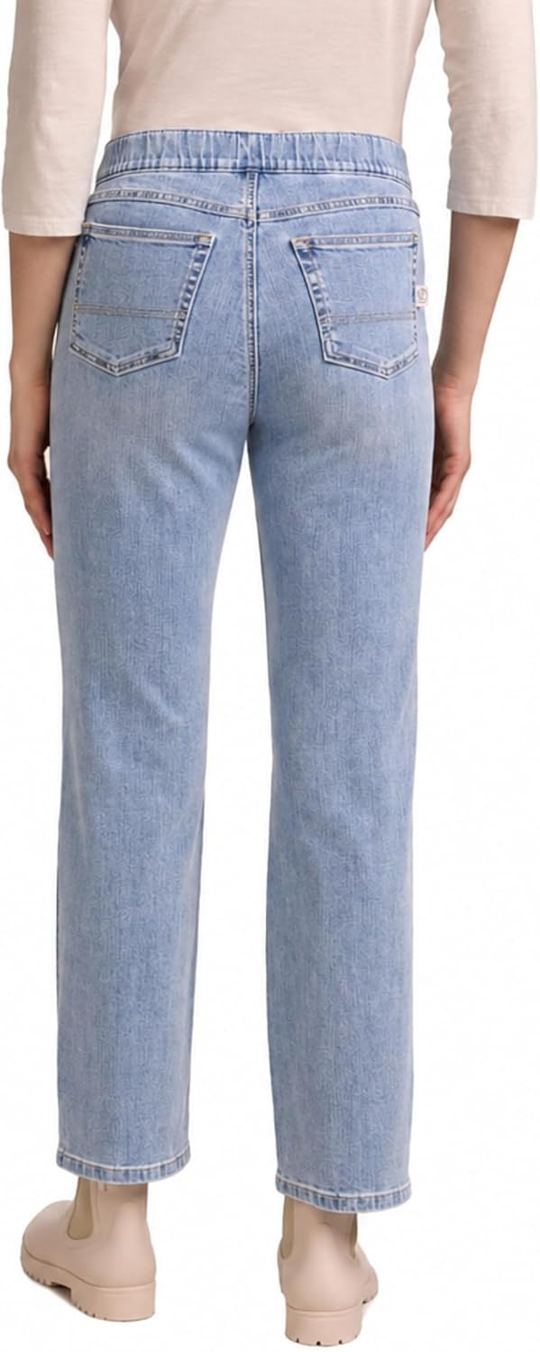 imageMartha Stewart Womens PullOn Straight Ankle Pant Stretch Twill amp Denim Casual Trouser with Full Elastic WaistbandLight Wash