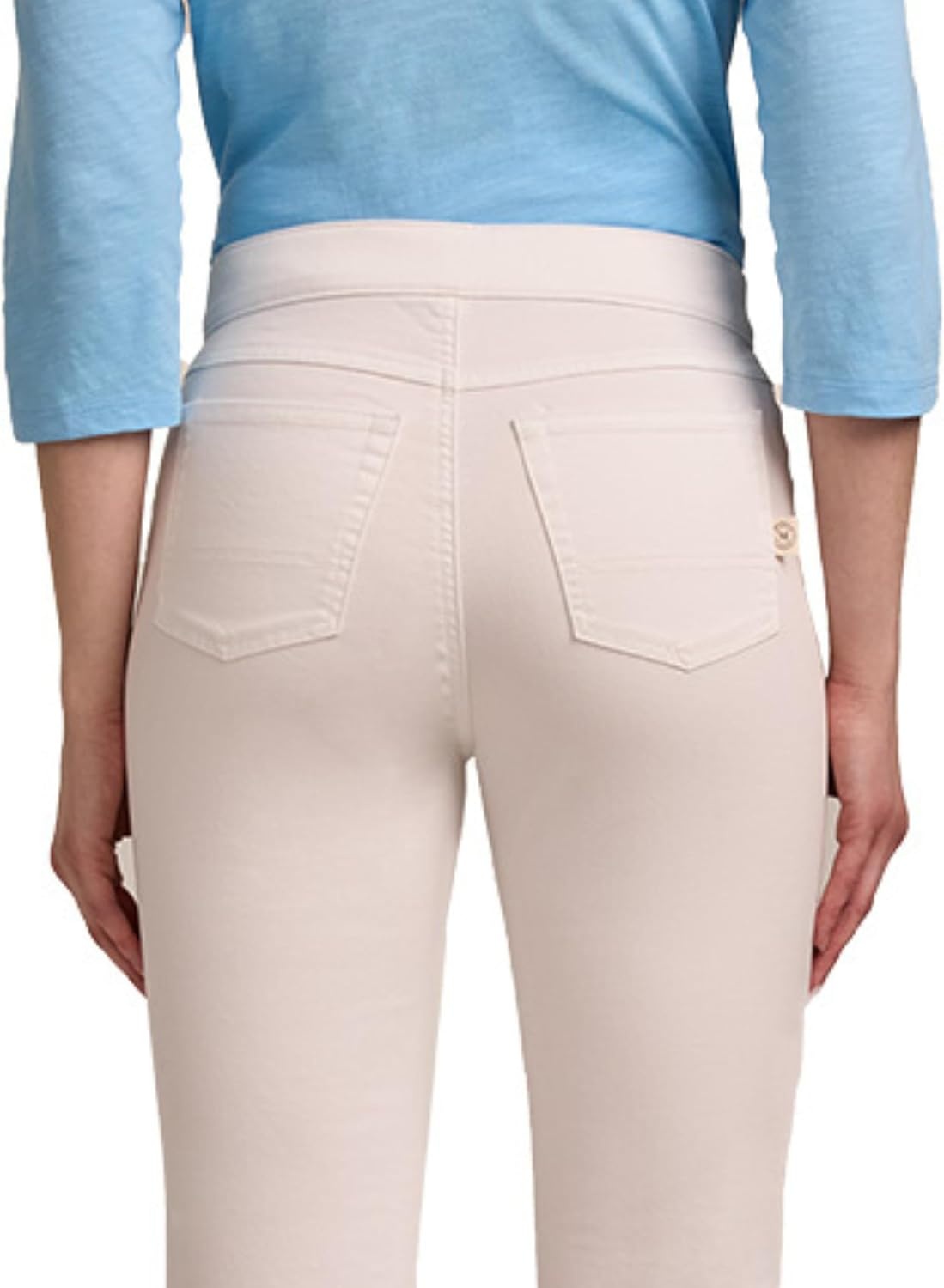 imageMartha Stewart Womens PullOn Straight Ankle Pant Stretch Twill amp Denim Casual Trouser with Full Elastic WaistbandWhite