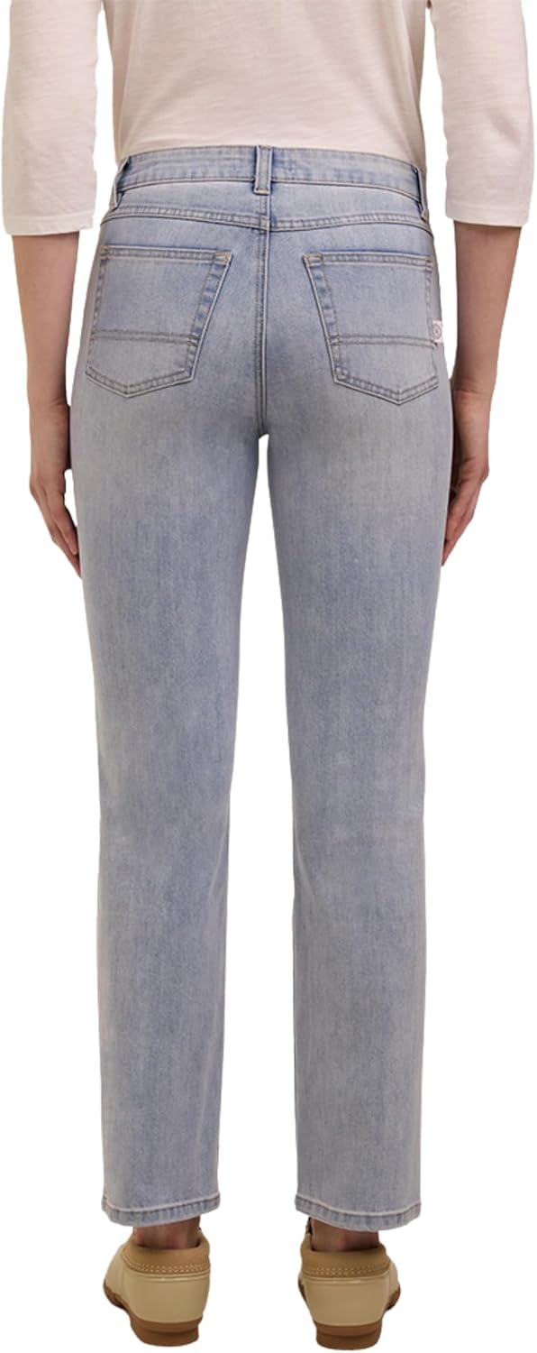 imageMartha Stewart Womens Straight Leg Patch Pocket Pant Soft Stretch Denim amp Twill Trouser with Waist StabilizerPale Wash