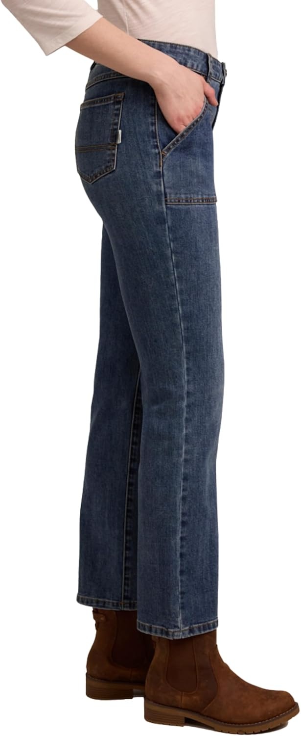 imageMartha Stewart Womens Straight Leg Patch Pocket Pant Soft Stretch Denim amp Twill Trouser with Waist StabilizerVintage Wash