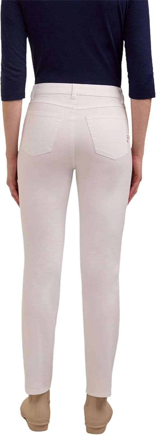 imageMartha Stewart Womens Straight Leg Patch Pocket Pant Soft Stretch Denim amp Twill Trouser with Waist StabilizerWhite