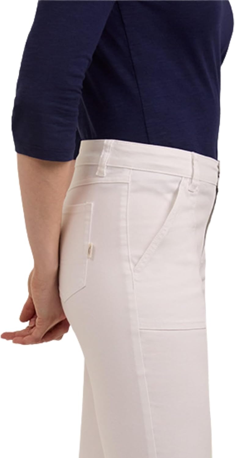 imageMartha Stewart Womens Straight Leg Patch Pocket Pant Soft Stretch Denim amp Twill Trouser with Waist StabilizerWhite