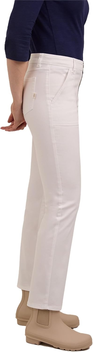 imageMartha Stewart Womens Straight Leg Patch Pocket Pant Soft Stretch Denim amp Twill Trouser with Waist StabilizerWhite