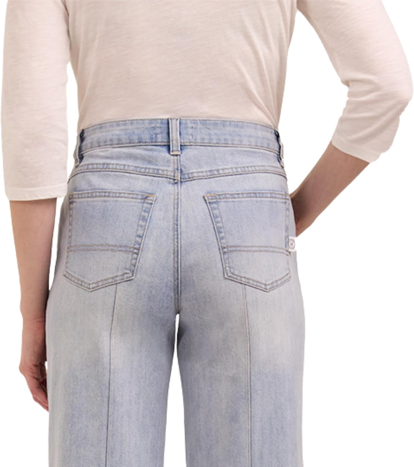imageMartha Stewart Womens Wide Leg Pintuck Pant HighRise Soft Stretch Denim amp Twill Trouser with Front Seam DetailPale Wash