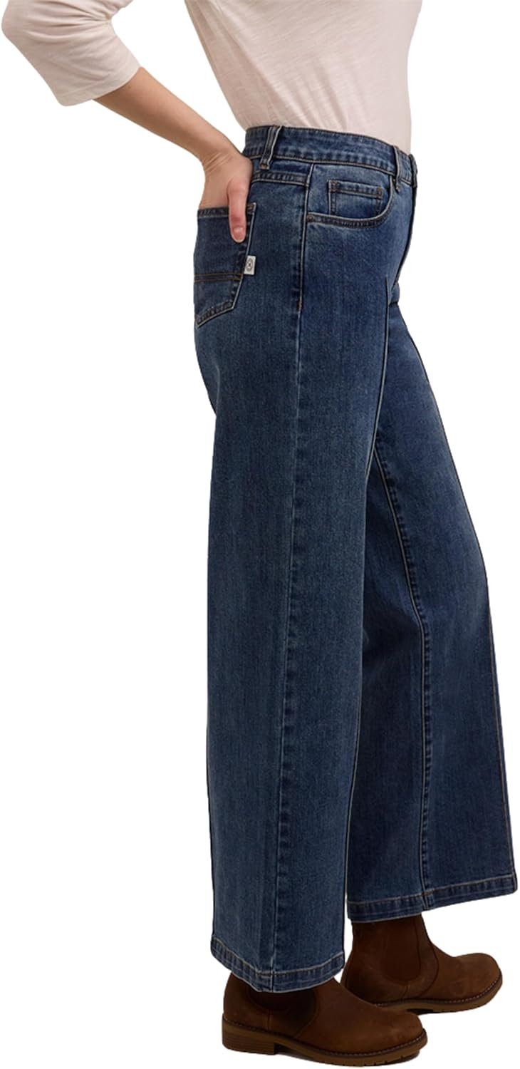 imageMartha Stewart Womens Wide Leg Pintuck Pant HighRise Soft Stretch Denim amp Twill Trouser with Front Seam DetailVintage Wash