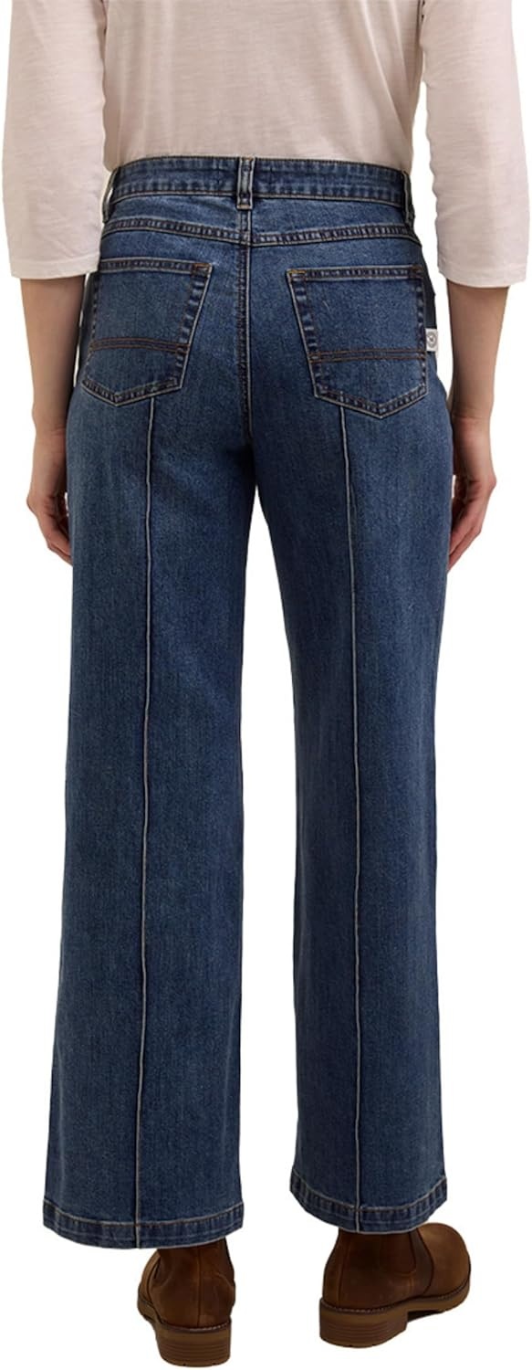 imageMartha Stewart Womens Wide Leg Pintuck Pant HighRise Soft Stretch Denim amp Twill Trouser with Front Seam DetailVintage Wash