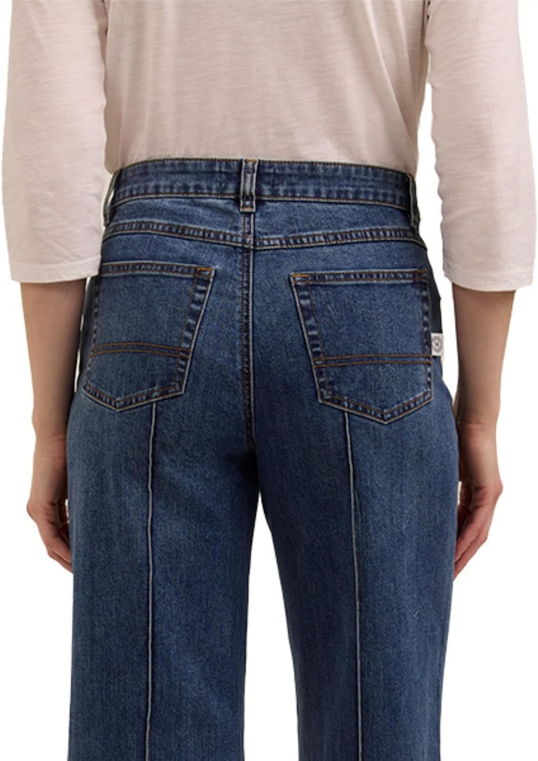 imageMartha Stewart Womens Wide Leg Pintuck Pant HighRise Soft Stretch Denim amp Twill Trouser with Front Seam DetailVintage Wash