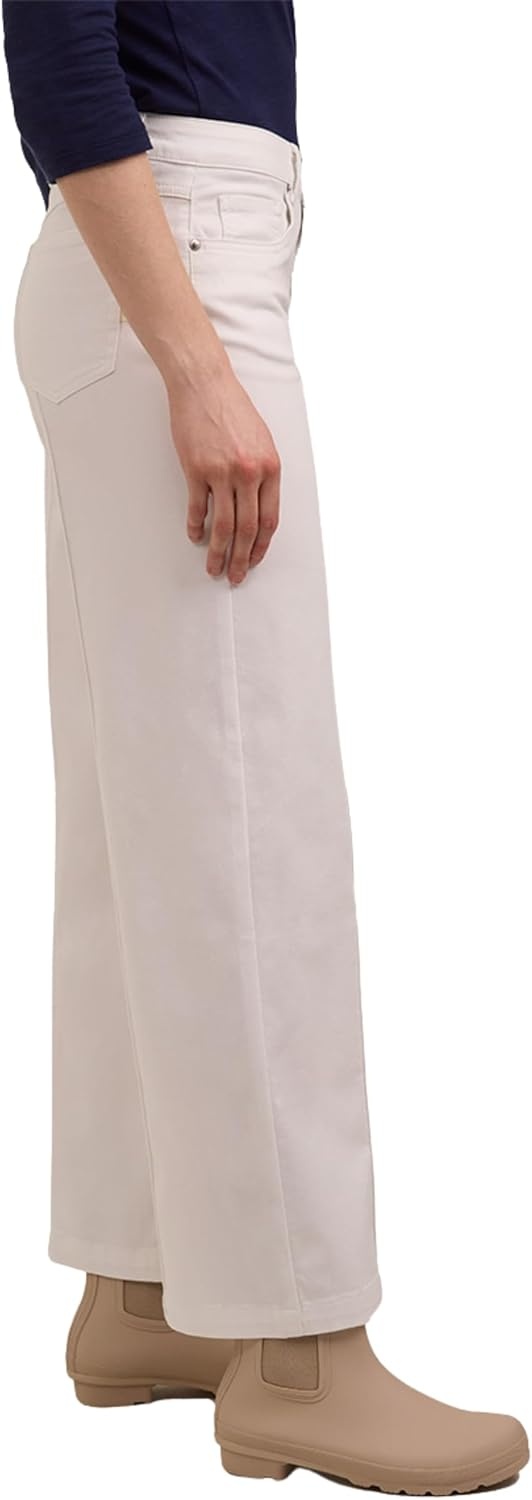 imageMartha Stewart Womens Wide Leg Pintuck Pant HighRise Soft Stretch Denim amp Twill Trouser with Front Seam DetailWhite