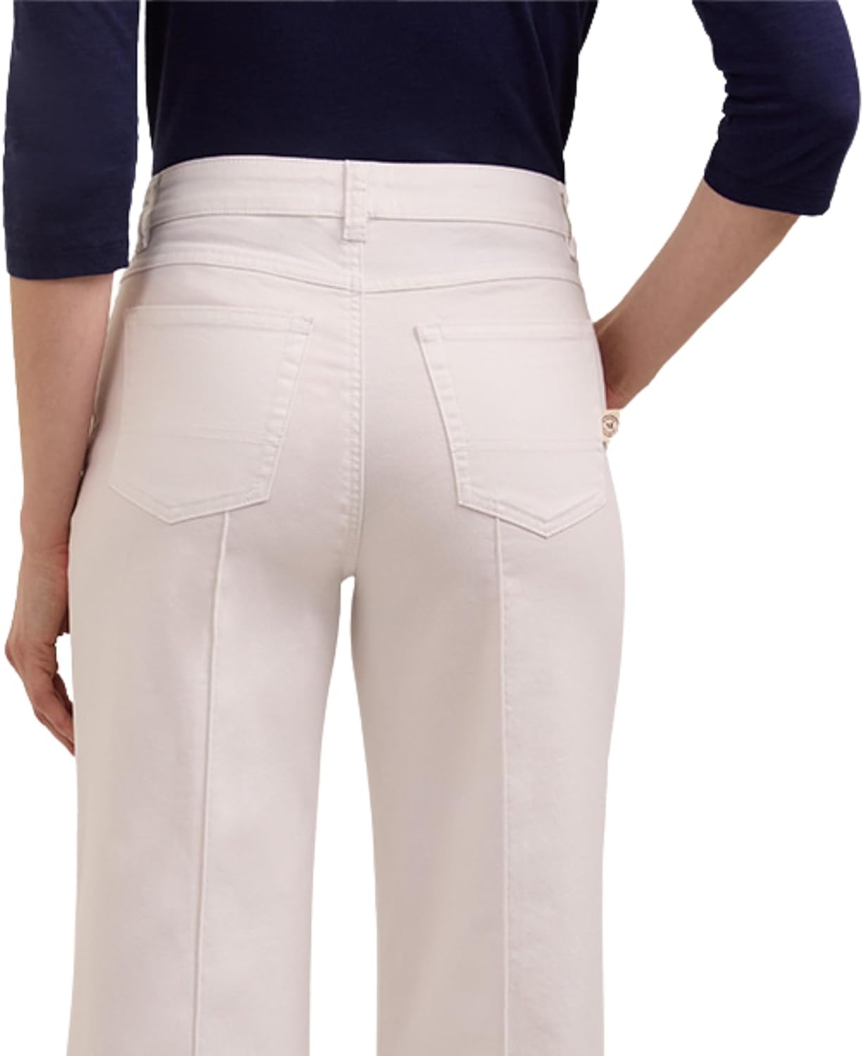 imageMartha Stewart Womens Wide Leg Pintuck Pant HighRise Soft Stretch Denim amp Twill Trouser with Front Seam DetailWhite