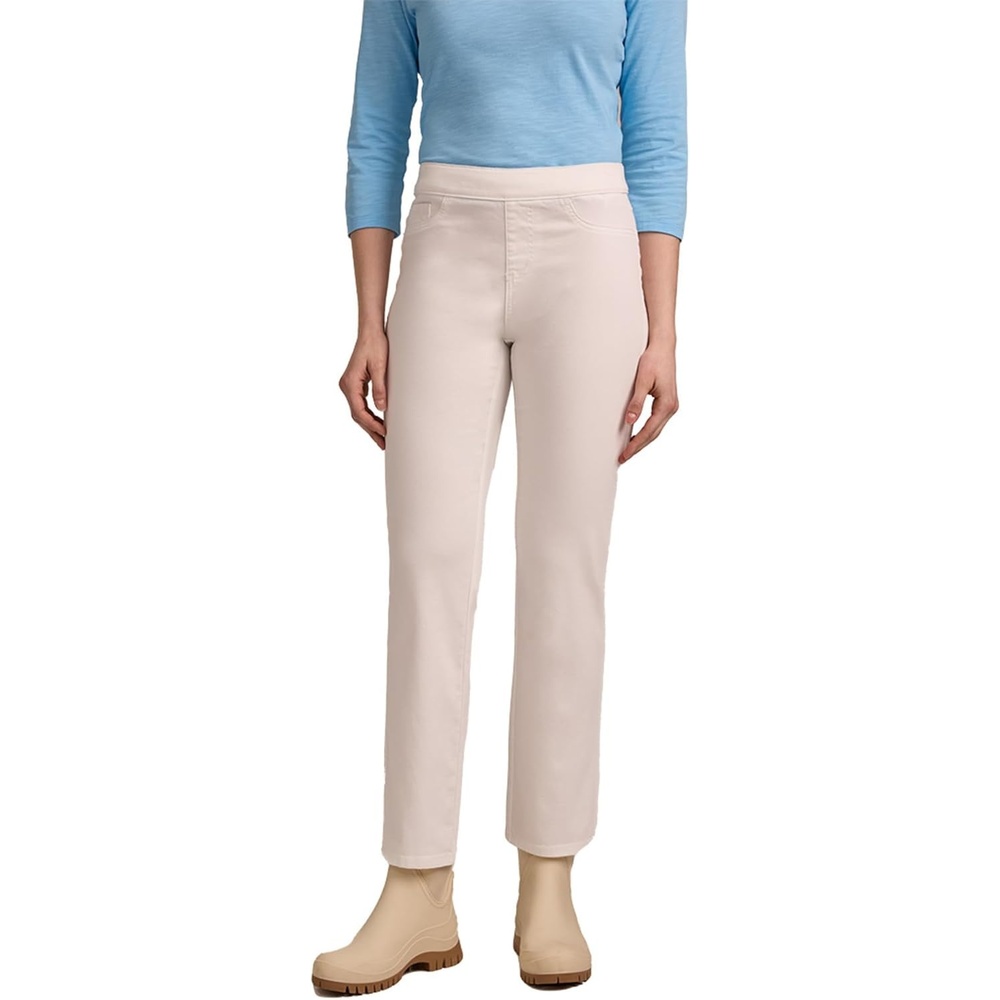 imageMartha Stewart Womens PullOn Straight Ankle Pant Stretch Twill amp Denim Casual Trouser with Full Elastic WaistbandWhite