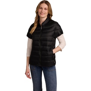 Martha Stewart Women’s Quilted Puffer Vest, Lightweight Short Sleeve Jacket with Pockets, Warm Winter Coat(Caviar)