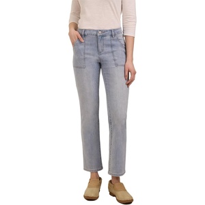 Martha Stewart Women’s Straight Leg Patch Pocket Pant, Soft Stretch Denim & Twill Trouser with Waist Stabilizer(Pale Wash)