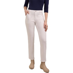 Martha Stewart Women’s Straight Leg Patch Pocket Pant, Soft Stretch Denim & Twill Trouser with Waist Stabilizer(White)