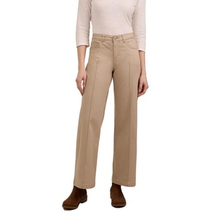Martha Stewart Women’s Wide Leg Pintuck Pant, High-Rise Soft Stretch Denim & Twill Trouser with Front Seam Detail(Sand)