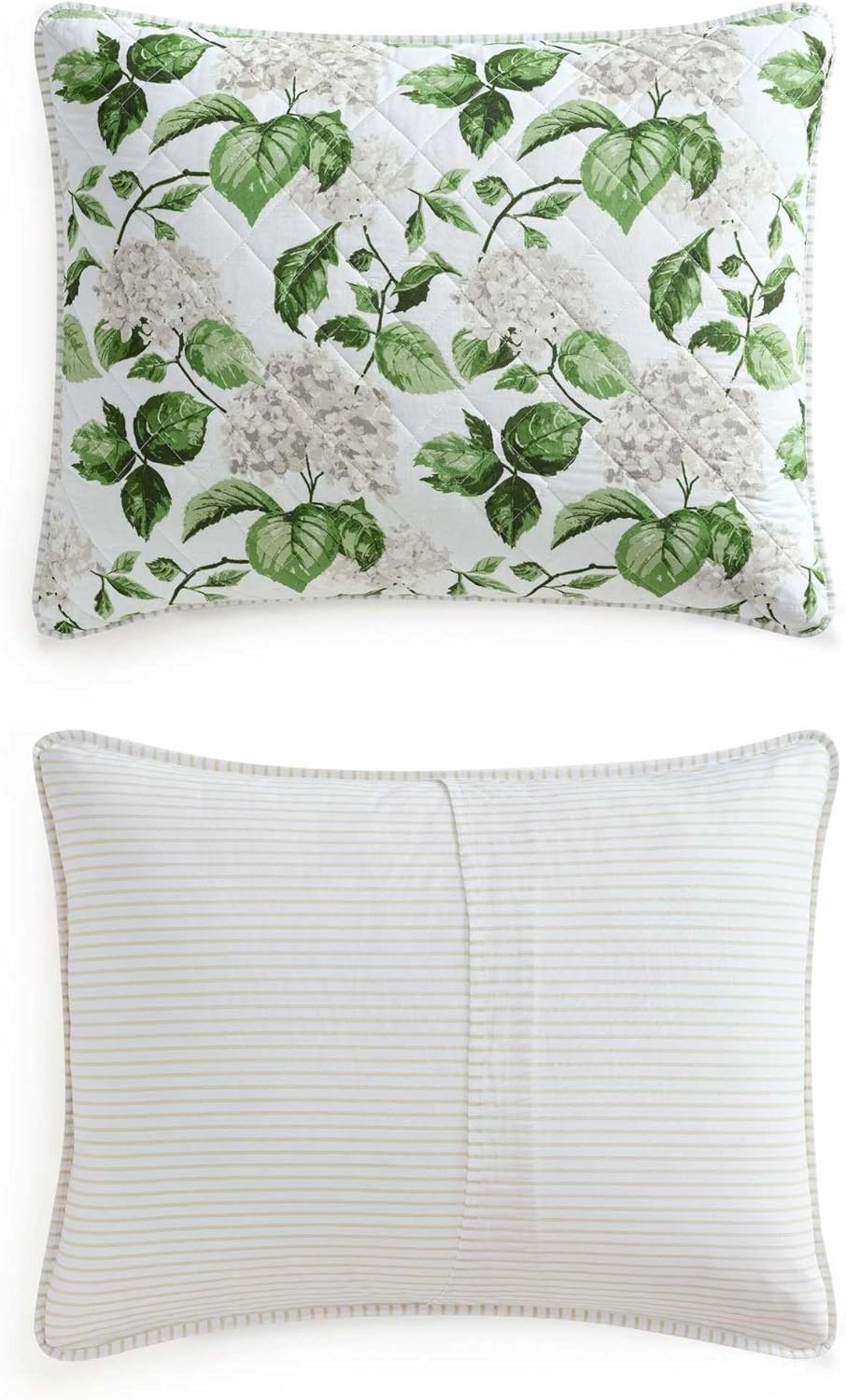 imageMartha Stewart Queen Size Quilt Set Soft amp Smooth Sateen Bedding with a Light and Breathable Feel 3 Piece Bed Set with Matching Pillowcases Fern Embroidery GreyHydrangea Floral Beige