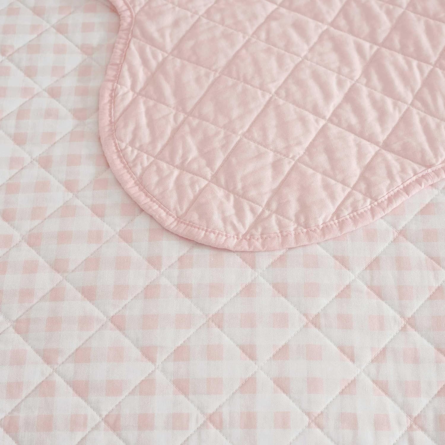 imageMartha Stewart Queen Size Quilt Set Soft amp Smooth Sateen Bedding with a Light and Breathable Feel 3 Piece Bed Set with Matching Pillowcases Fern Embroidery GreyOlivia Gingham Pink