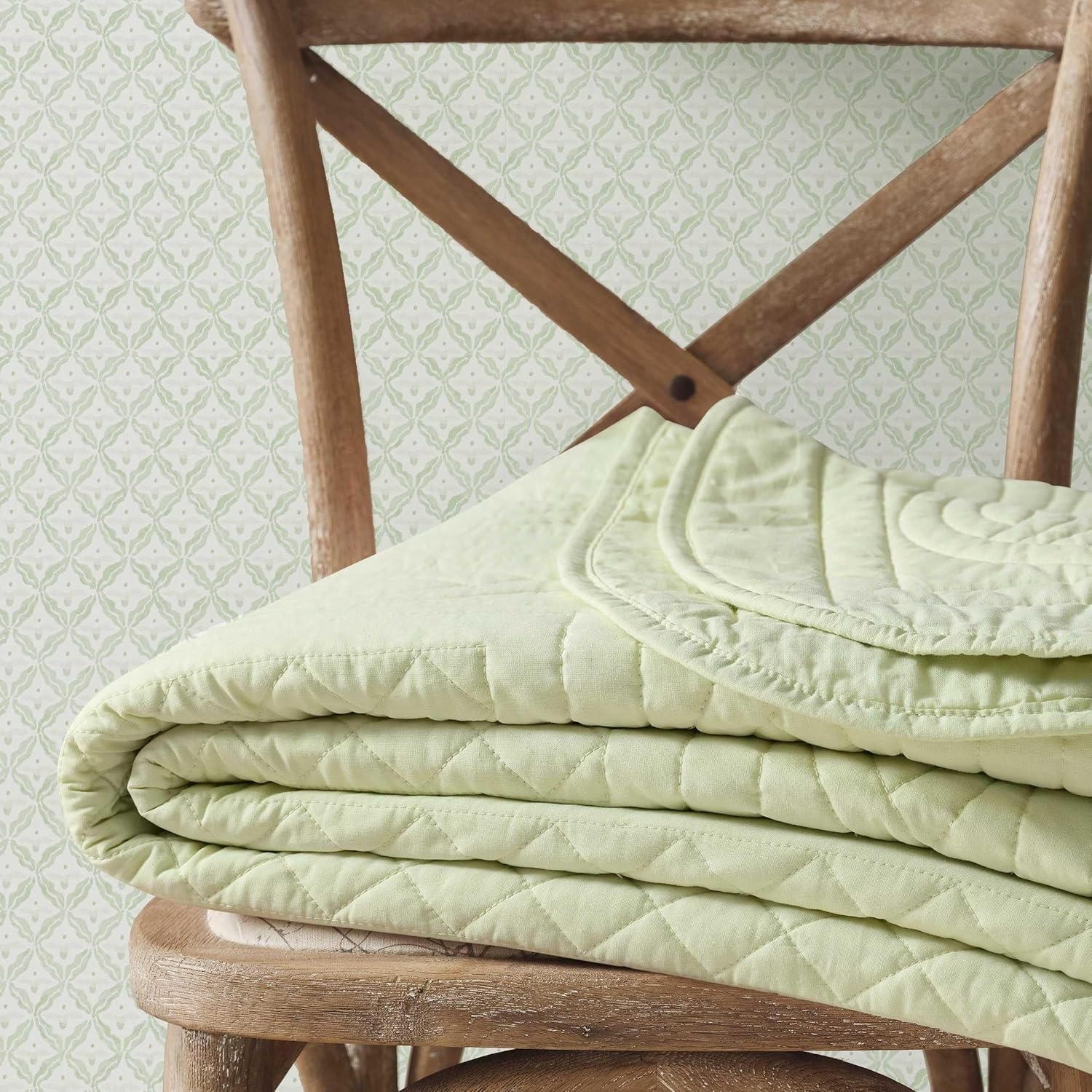 imageMartha Stewart Queen Size Quilt Set Soft amp Smooth Sateen Bedding with a Light and Breathable Feel 3 Piece Bed Set with Matching Pillowcases Fern Embroidery GreyVintage Scallop Green