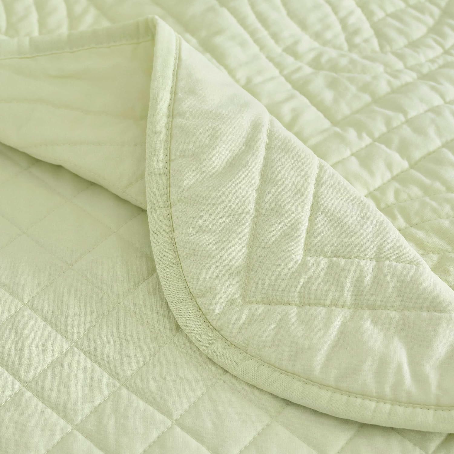 imageMartha Stewart Queen Size Quilt Set Soft amp Smooth Sateen Bedding with a Light and Breathable Feel 3 Piece Bed Set with Matching Pillowcases Fern Embroidery GreyVintage Scallop Green