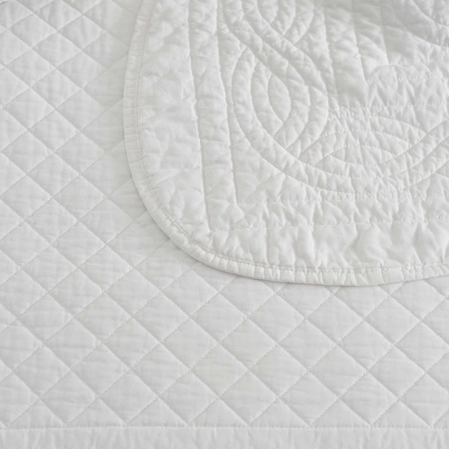 imageMartha Stewart Queen Size Quilt Set Soft amp Smooth Sateen Bedding with a Light and Breathable Feel 3 Piece Bed Set with Matching Pillowcases Fern Embroidery GreyVintage Scallop White