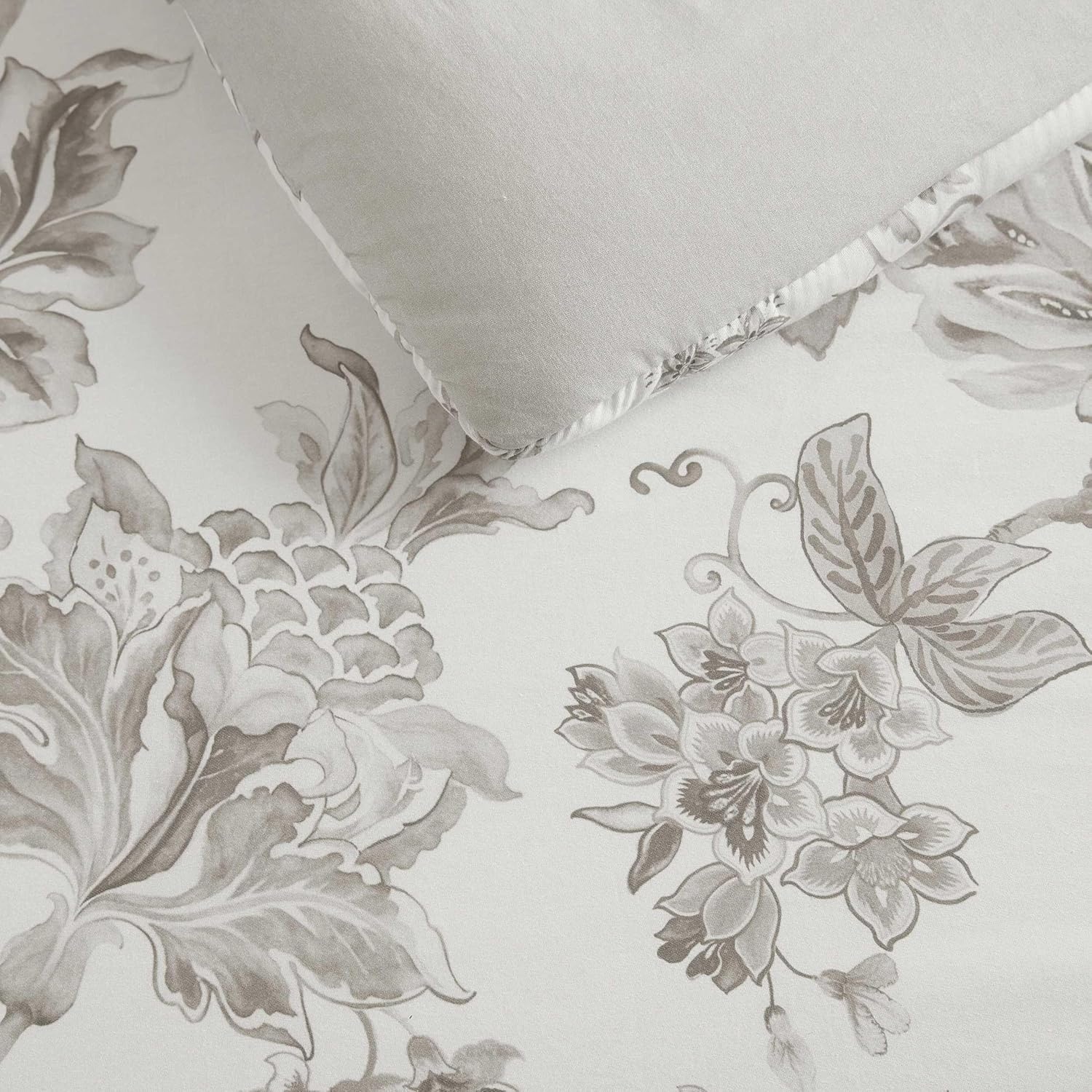 imageMartha Stewart Twin Duvet Cover Set 100 Smooth amp Silky Sateen Cotton Bedding 2 Piece Striped Bedding with Matching Pillowcase Verbena Stripe BlueAvery Floral Grey