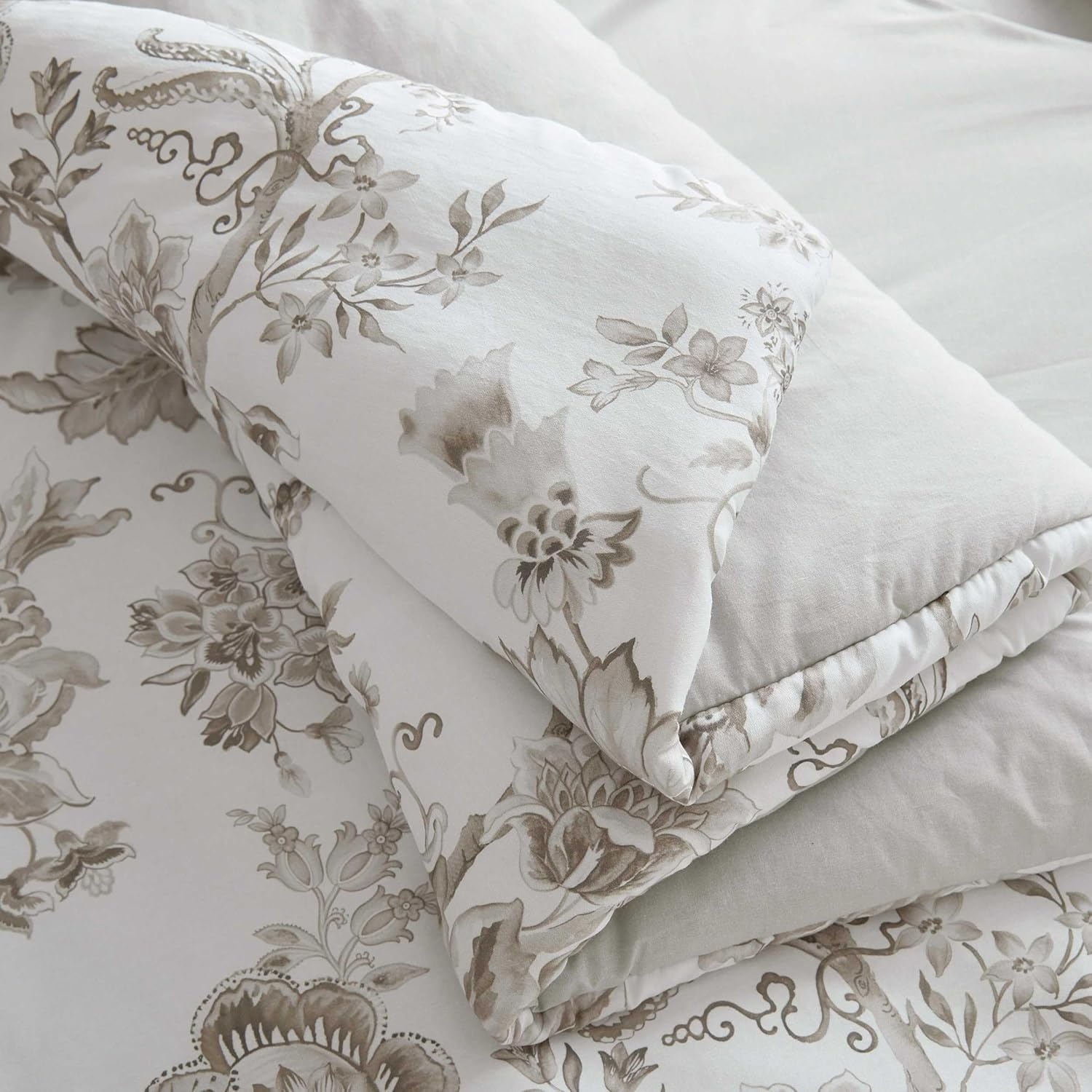 imageMartha Stewart Twin Duvet Cover Set 100 Smooth amp Silky Sateen Cotton Bedding 2 Piece Striped Bedding with Matching Pillowcase Verbena Stripe BlueAvery Floral Grey