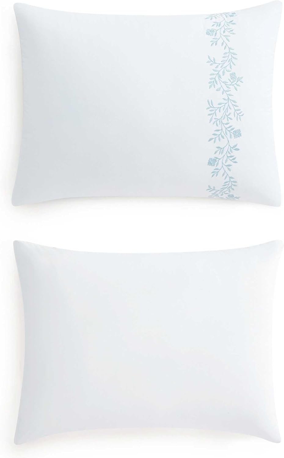 imageMartha Stewart Twin Duvet Cover Set 100 Smooth amp Silky Sateen Cotton Bedding 2 Piece Striped Bedding with Matching Pillowcase Verbena Stripe BlueGarden Path Embroidery Blue