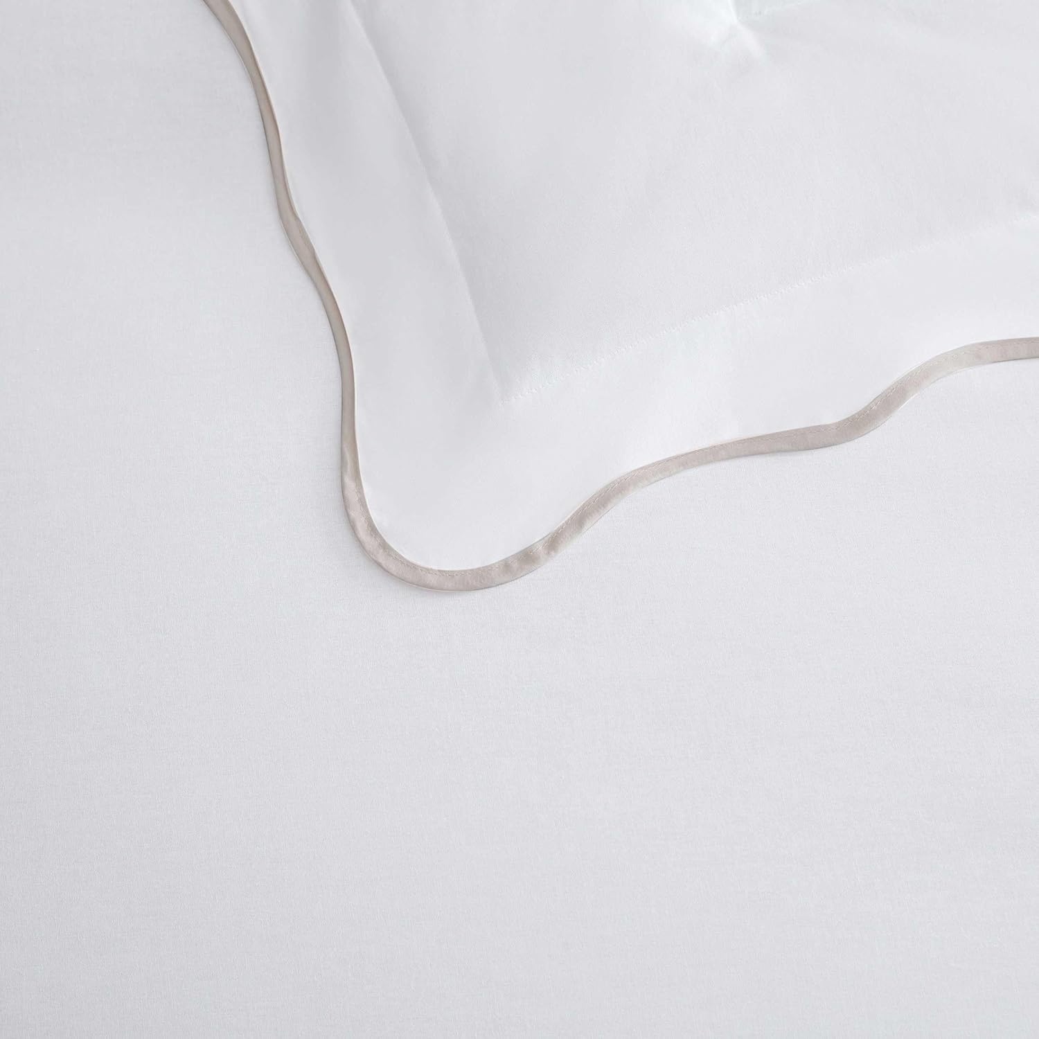 imageMartha Stewart Twin Duvet Cover Set 100 Smooth amp Silky Sateen Cotton Bedding 2 Piece Striped Bedding with Matching Pillowcase Verbena Stripe BlueSimple Scallop Beige