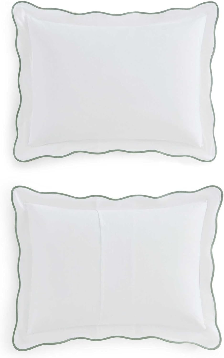 imageMartha Stewart Twin Duvet Cover Set 100 Smooth amp Silky Sateen Cotton Bedding 2 Piece Striped Bedding with Matching Pillowcase Verbena Stripe BlueSimple Scallop Green