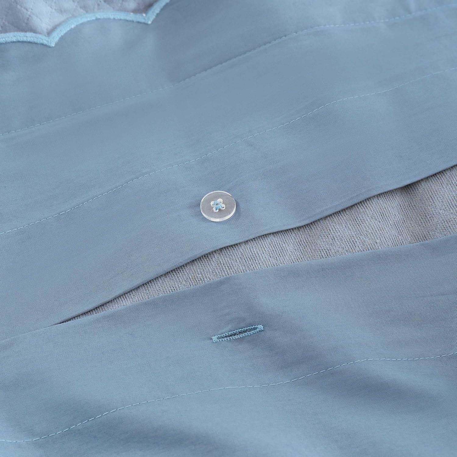 imageMartha Stewart Twin Duvet Cover Set 100 Smooth amp Silky Sateen Cotton Bedding 2 Piece Striped Bedding with Matching Pillowcase Verbena Stripe BlueSignature Scallop Blue