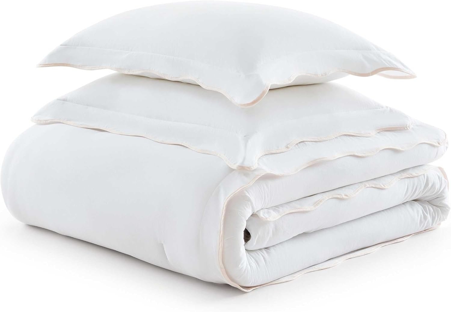 imageMartha Stewart Twin Duvet Cover Set 100 Smooth amp Silky Sateen Cotton Bedding 2 Piece Striped Bedding with Matching Pillowcase Verbena Stripe BlueSimple Scallop Pink