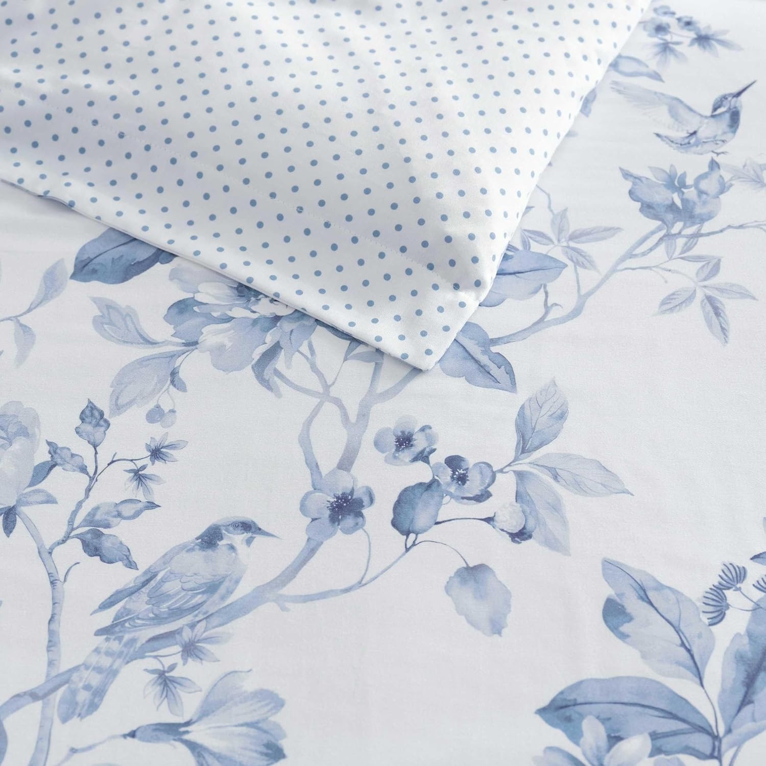 imageMartha Stewart Twin Duvet Cover Set 100 Smooth amp Silky Sateen Cotton Bedding 2 Piece Striped Bedding with Matching Pillowcase Verbena Stripe BlueSongbird Blue