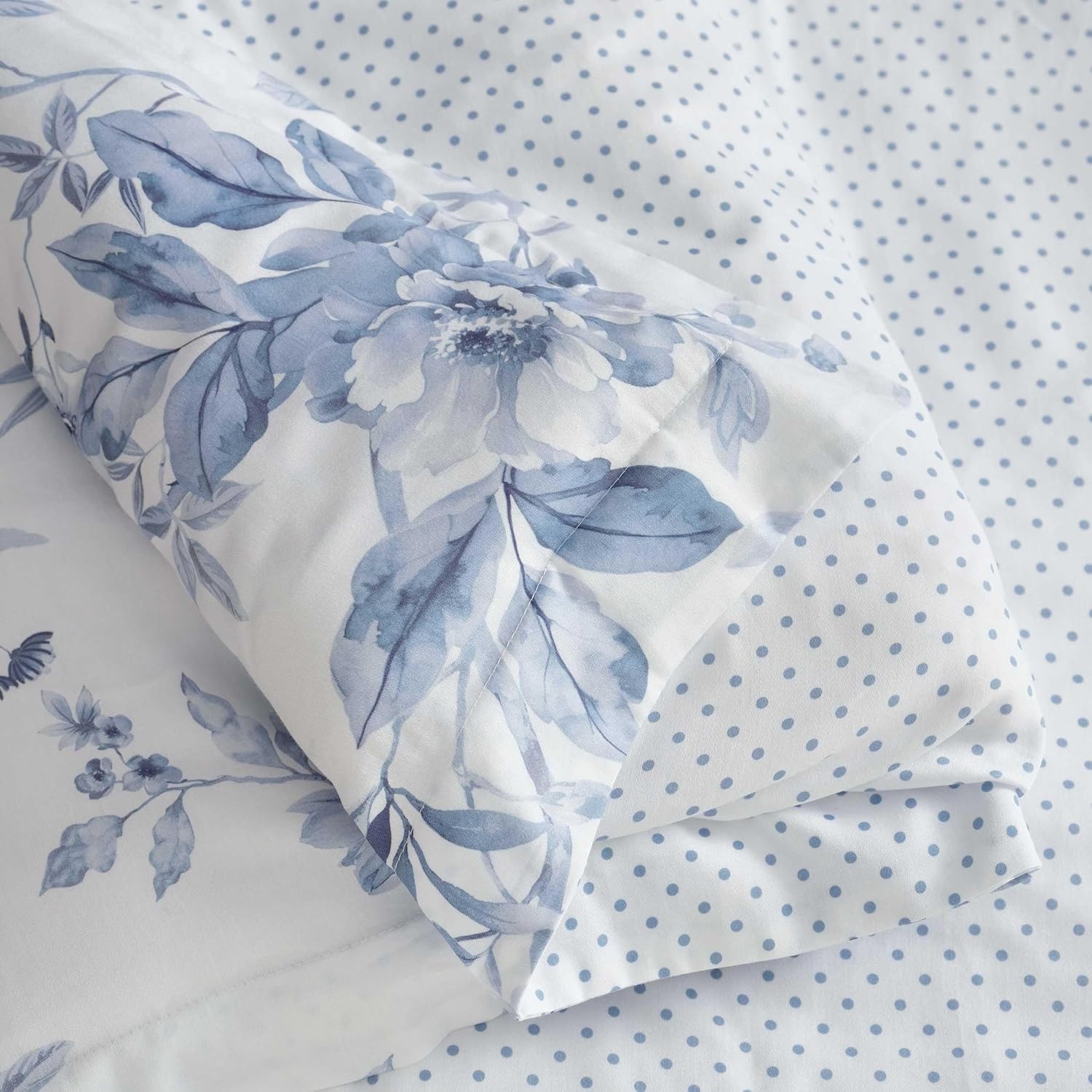 imageMartha Stewart Twin Duvet Cover Set 100 Smooth amp Silky Sateen Cotton Bedding 2 Piece Striped Bedding with Matching Pillowcase Verbena Stripe BlueSongbird Blue