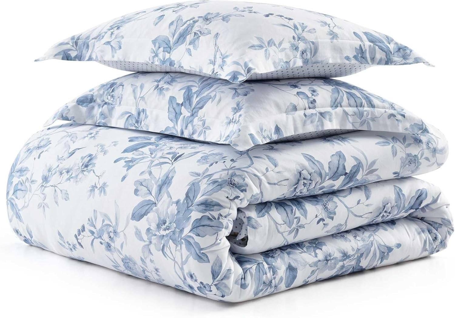imageMartha Stewart Twin Duvet Cover Set 100 Smooth amp Silky Sateen Cotton Bedding 2 Piece Striped Bedding with Matching Pillowcase Verbena Stripe BlueSongbird Blue