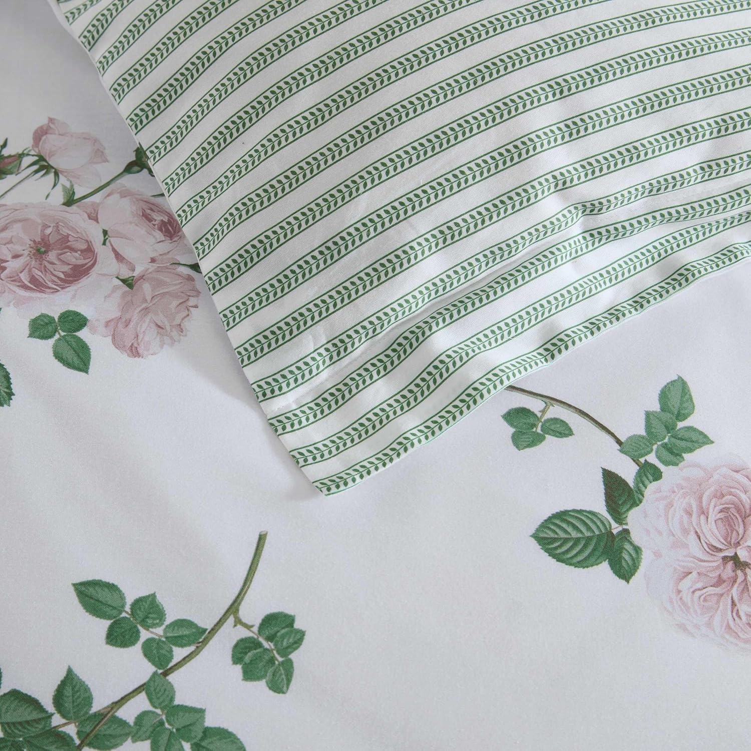 imageMartha Stewart Twin Duvet Cover Set 100 Smooth amp Silky Sateen Cotton Bedding 2 Piece Striped Bedding with Matching Pillowcase Verbena Stripe BlueTea Rose Pink