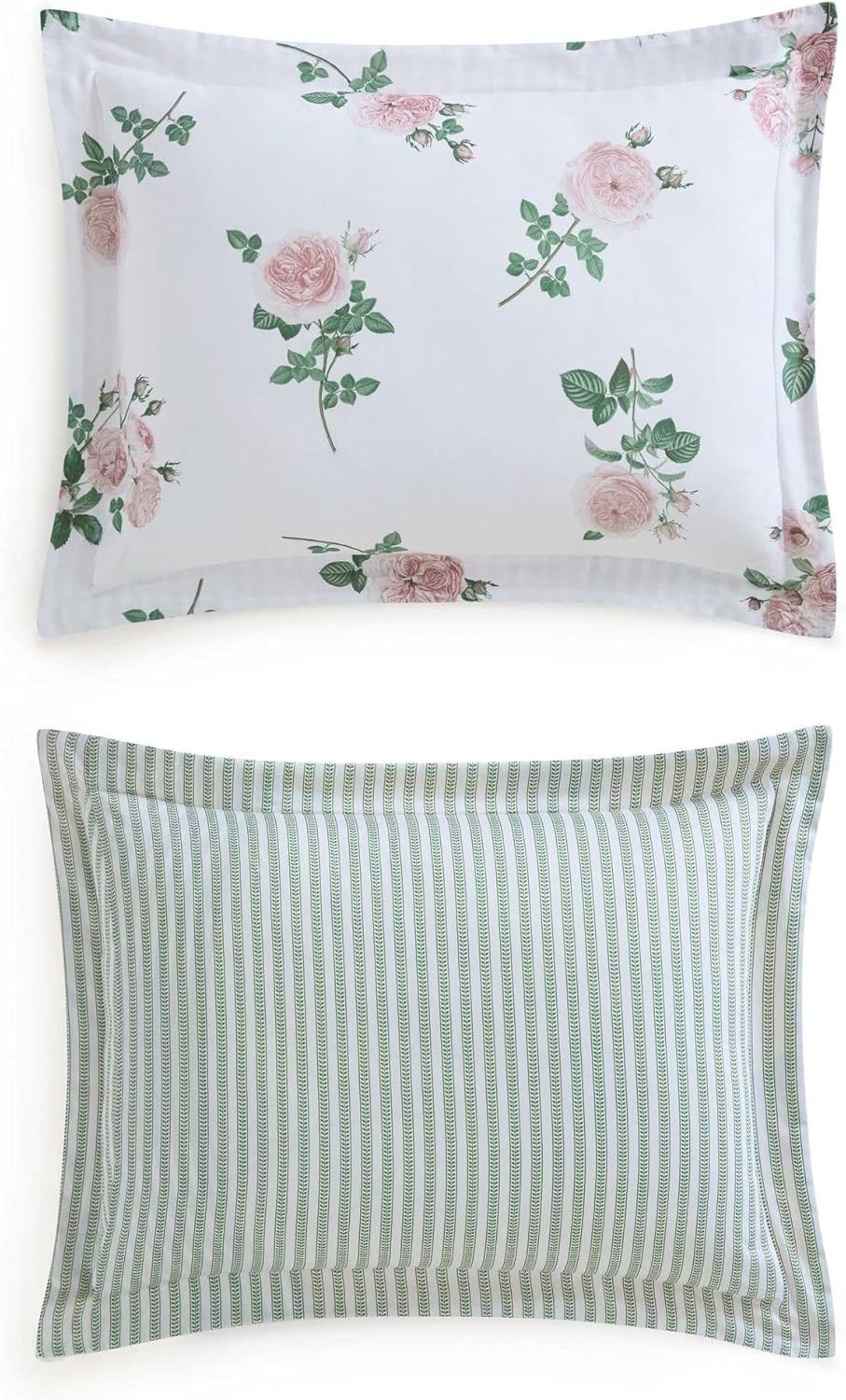 imageMartha Stewart Twin Duvet Cover Set 100 Smooth amp Silky Sateen Cotton Bedding 2 Piece Striped Bedding with Matching Pillowcase Verbena Stripe BlueTea Rose Pink