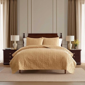 Martha Stewart – Queen Size Quilt Set, Soft & Smooth Sateen Bedding with a Light and Breathable Feel, 3 Piece Bed Set with Matching Pillowcases (Fern Embroidery Grey)(Fern Embroidery Beige)