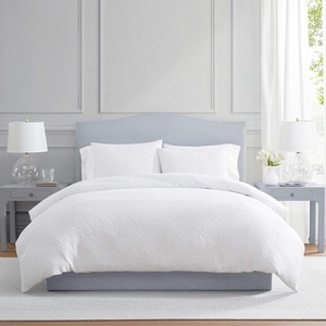 Martha Stewart – Twin Duvet Cover Set, 100% Smooth & Silky Sateen Cotton Bedding, 2 Piece Striped Bedding with Matching Pillowcase (Verbena Stripe Blue)(Garden Trellis White)