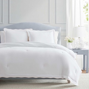 Martha Stewart – Twin Duvet Cover Set, 100% Smooth & Silky Sateen Cotton Bedding, 2 Piece Striped Bedding with Matching Pillowcase (Verbena Stripe Blue)(Simple Scallop Pink)