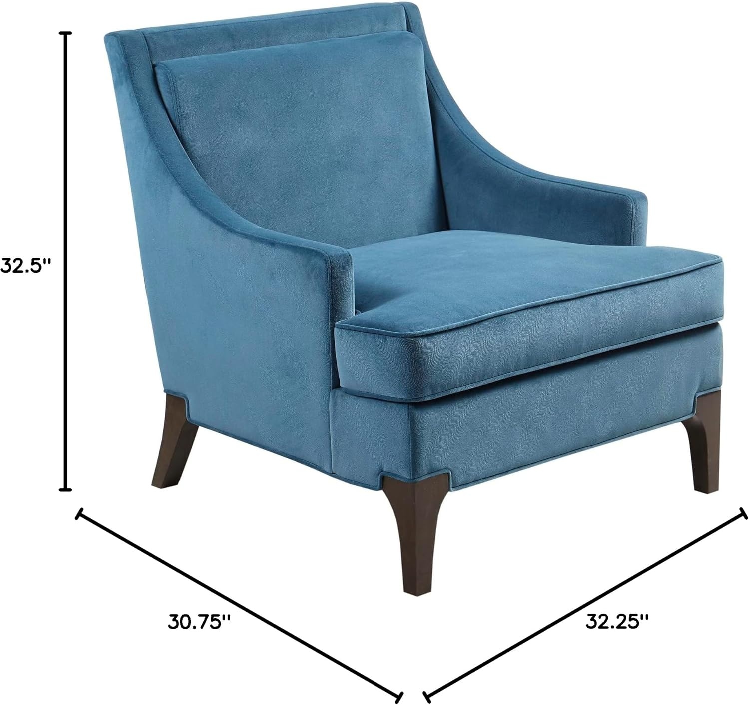 image:imageMartha Stewart Anna Upholstered Accent Chair Removable Lumbar Pillow Support Square Arm Jacqard Fabric Chic Modern Wide Cushion Seat Bedroom Lounge Comfy Blue 3075 W x 3225 D x 325 HAnna Blue