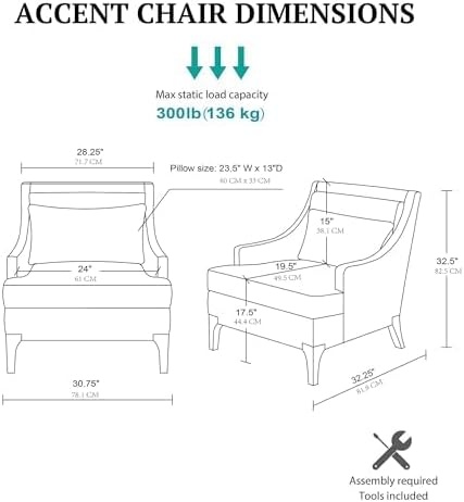 image:imageMartha Stewart Anna Upholstered Accent Chair Removable Lumbar Pillow Support Square Arm Jacqard Fabric Chic Modern Wide Cushion Seat Bedroom Lounge Comfy Blue 3075 W x 3225 D x 325 HAnna Light Grey