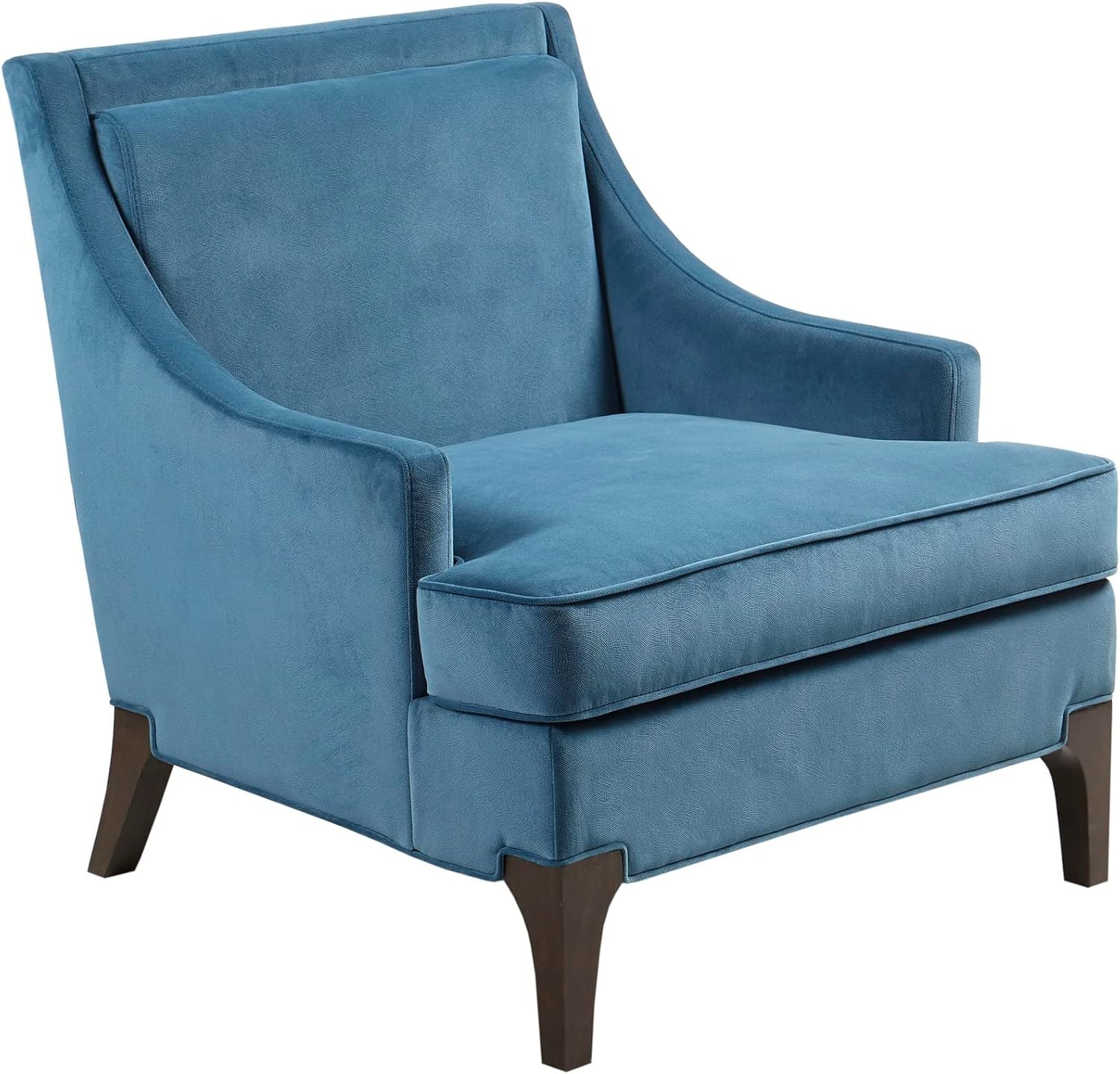 image:imageMartha Stewart Anna Upholstered Accent Chair Removable Lumbar Pillow Support Square Arm Jacqard Fabric Chic Modern Wide Cushion Seat Bedroom Lounge Comfy Blue 3075 W x 3225 D x 325 HAnna Blue