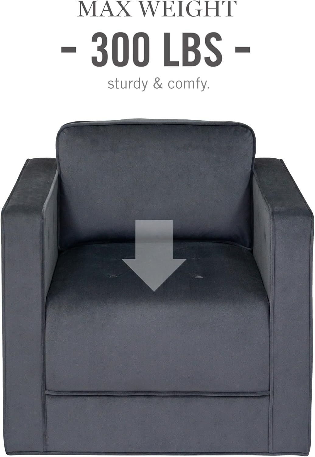 image:imageMartha Stewart Modern Button Tufted Velvet Swivel Chairs for Living Room 360 Degree Metal Base Stand Pipped Upholstered Bedroom Swivel Accent Chair Fully Assembled Chair Gray Madrid