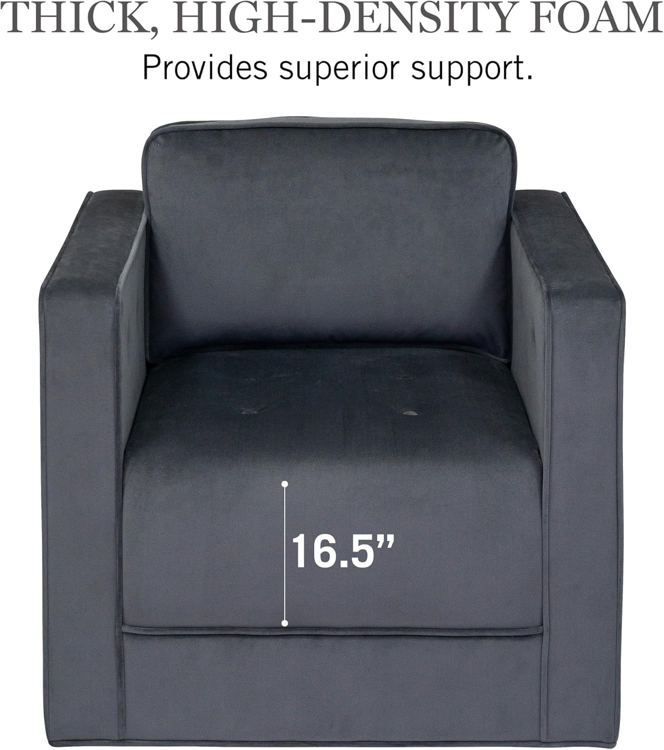 image:imageMartha Stewart Modern Button Tufted Velvet Swivel Chairs for Living Room 360 Degree Metal Base Stand Pipped Upholstered Bedroom Swivel Accent Chair Fully Assembled Chair Gray Madrid