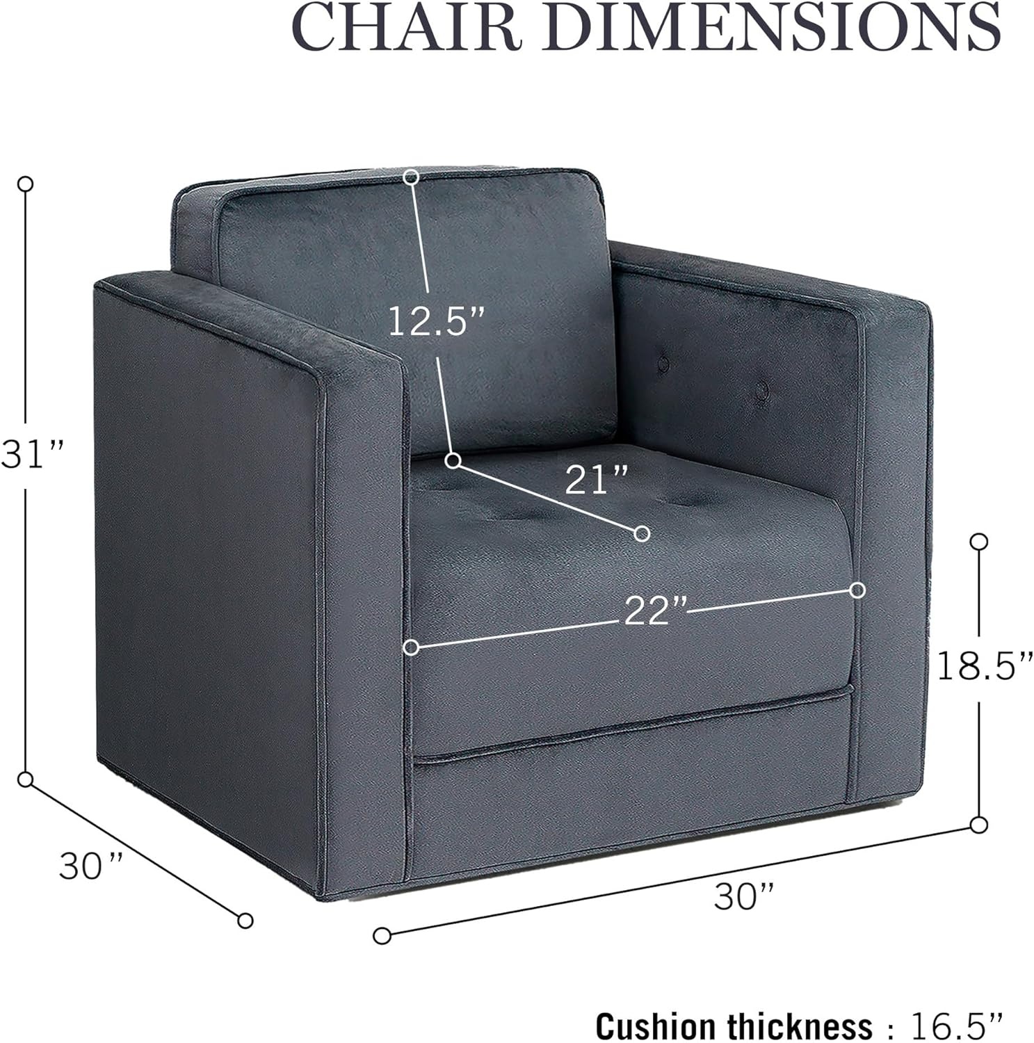 image:imageMartha Stewart Modern Button Tufted Velvet Swivel Chairs for Living Room 360 Degree Metal Base Stand Pipped Upholstered Bedroom Swivel Accent Chair Fully Assembled Chair Gray Madrid