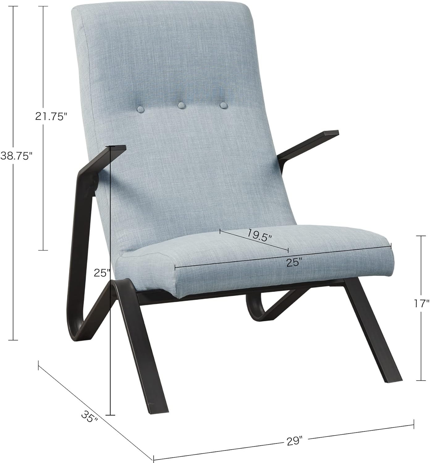 image:imageMartha Stewart Upholsterd Accent Chair Living Room Furniture Modern Design Leisurely Resting Comfortable Foam Seat Cushion Bedroom Lounge Sophisticated Finished Sturdy Frame Light BlueLight Blue