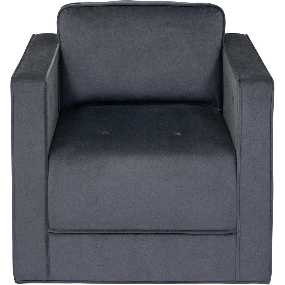 image:imageMartha Stewart Modern Button Tufted Velvet Swivel Chairs for Living Room 360 Degree Metal Base Stand Pipped Upholstered Bedroom Swivel Accent Chair Fully Assembled Chair Gray Madrid