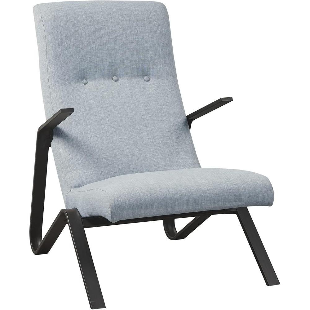 image:imageMartha Stewart Upholsterd Accent Chair Living Room Furniture  Modern Design Leisurely Resting Comfortable Foam Seat Cushion Bedroom Lounge Sophisticated Finished Sturdy Frame Light BlueLight Blue