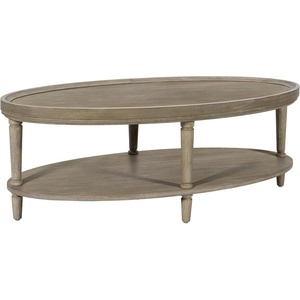 Martha Stewart Ayanna Round Coffee Table for Living Room, Bedford Collection, Farmhouse Coffee Table with Shelving for Storage, Modern Farmhouse Living Room Table, 48″ Wide Reclaimed Greige