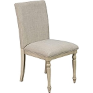 Martha Stewart Fiona Classic Upholstered Accent Dining Chairs Set of 2, Padded Seat Cushion/Back, Solid Wood Frame and Turned Legs, Simple Distressed Rustic Farmhouse Kitchen Furniture – Light Grey