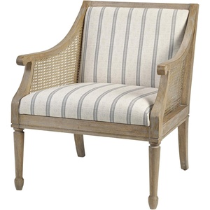 Martha Stewart Isla Accent Chairs for Living Room with Solid Wood Frame, Cane Webbed Swoop Track Arms, Turned Legs, Farmhouse, Coastal, Cottage, Deep Seating Lounge – Reclaimed Wood Natural(Reclaimed Wood Beige)